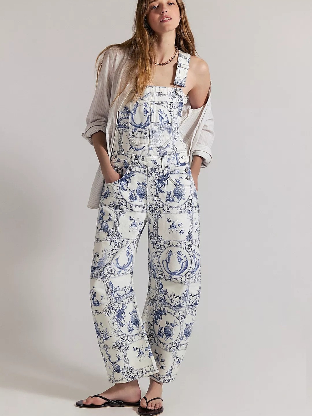 We The Free Good Luck Printed Overall - Toile Blue